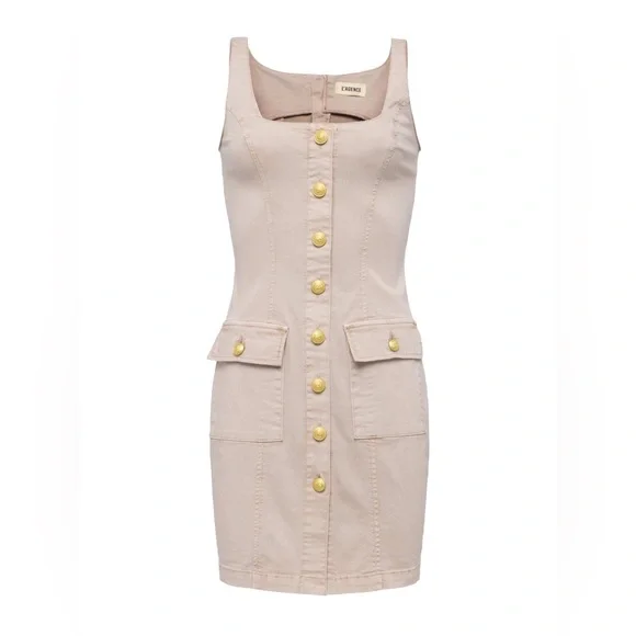 New! $515 L’Agence Midy Button Front Dress In Biscuit Quiet Luxury Designer - Picture 5 of 6